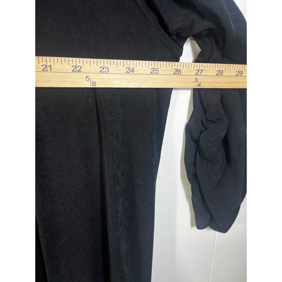 Chicos Travelers Open Front Cardigan Slinky Knit Ruched Size 3/XL Black USA - Picture 3 of 10